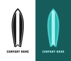 Surfboard surfing logo icon vector design template colored and silhouette set. Modern minimal flat style.