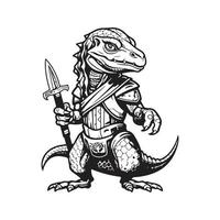 lizard man wearing a warrior armor, vector concept digital art, hand drawn illustration