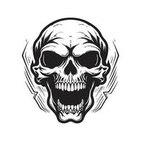 screaming skull, vector concept digital art, hand drawn illustration