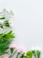 Close up photo of a bouquet of pink and white