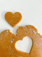 The process of cooking heart cookies. Top view raw photo