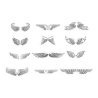 set of wing icons isolated on white background vector