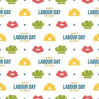 Happy Labor Day Seamless Pattern Design Illustration with Different Professions in Template Hand Drawn vector