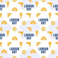 Happy Labor Day Seamless Pattern Design Illustration with Different Professions in Template Hand Drawn vector