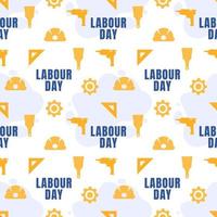 Happy Labor Day Seamless Pattern Design Illustration with Different Professions in Template Hand Drawn vector