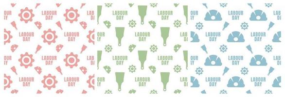 Set of Happy Labor Day Seamless Pattern Design Illustration with Different Professions in Template Hand Drawn vector