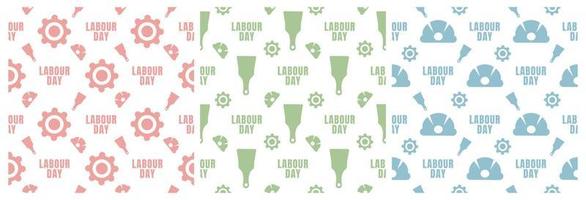 Set of Happy Labor Day Seamless Pattern Design Illustration with Different Professions in Template Hand Drawn vector