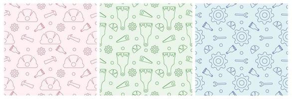 Set of Happy Labor Day Seamless Pattern Design Illustration with Different Professions in Template Hand Drawn vector