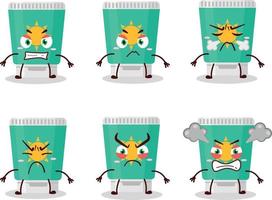 Sunblock cartoon character with various angry expressions vector