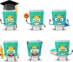 School student of sunblock cartoon character with various expressions vector