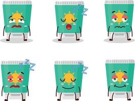 Cartoon character of sunblock with sleepy expression vector