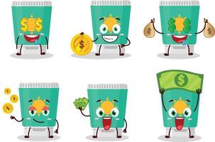 Sunblock cartoon character with cute emoticon bring money vector