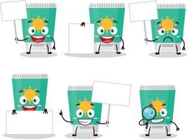 Sunblock cartoon in character bring information board vector