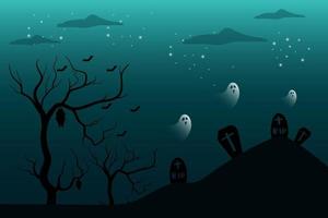 Halloween background with graveyard theme at night vector