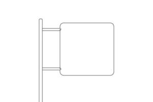 Single continuous line drawing template of square road sign. One line draw vector illustration