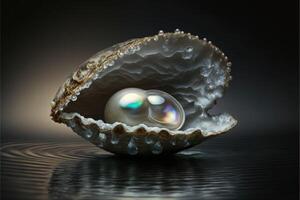 Oyster with a pearl inside. photo