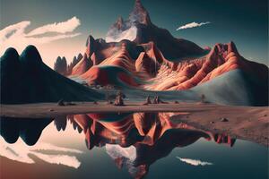 An otherworldly landscape is revealed through distorted images. photo