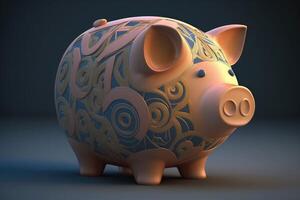 3D Cute Piggy Bank. Saving Money Concept. photo