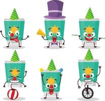 Cartoon character of sunblock with various circus shows vector