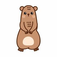 Groundhog on white background. Illustration for kid in cartoon style. vector