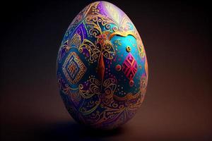 Beautiful Easter egg designed crafted painted. Easter concept photo