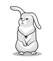 White hare with a raised ear. New Year character. Vector illustration