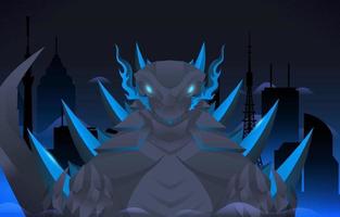 Giant Monster Lizard With Blue Fire Breath Background vector