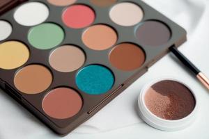 Macro image of makeup palette or color palette. Palettes group different shades together. photo