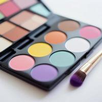 Macro image of makeup palette or color palette. Palettes group different shades together. photo