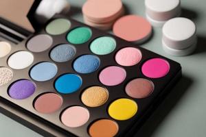 Macro image of makeup palette or color palette. Palettes group different shades together. photo