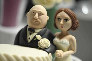 Bride and Groom on top of cake or dolls on top of cake. Nostalgia and memories of a good happy marriage photo