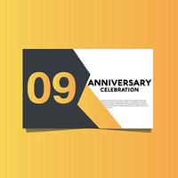 09 years anniversary celebration anniversary celebration template design with yellow color background vector
