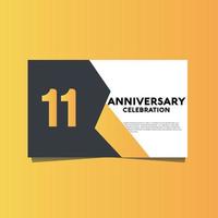 11 years anniversary celebration anniversary celebration template design with yellow color background vector