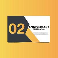 02 years anniversary celebration anniversary celebration template design with yellow color background vector