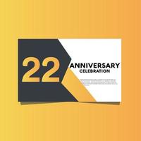 22 years anniversary celebration anniversary celebration template design with yellow color background vector