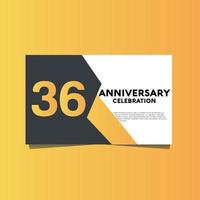 36 years anniversary celebration anniversary celebration template design with yellow color background vector