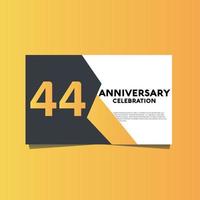 44 años aniversario celebracion aniversario celebracion modelo diseño con amarillo color antecedentes vector