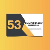 53 years anniversary celebration anniversary celebration template design with yellow color background vector