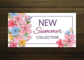 New summer collection banner. Flower vector