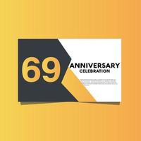 69 years anniversary celebration anniversary celebration template design with yellow color background vector