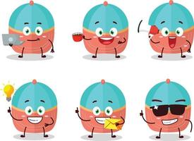 Hat cartoon character with various types of business emoticons vector