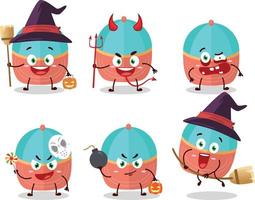 Halloween expression emoticons with cartoon character of hat vector