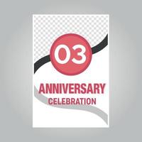 03 years anniversary vector invitation card Template of invitational for print on gray background