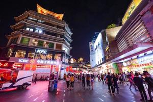 SHENZHEN, CHINA-APR 08, 2017-Shoppers and visitors crowd the famous Dongmen Pedestrian Street. Dongmen is a shopping area and subdistrict within Luohu District of Shenzhen on April 08, 2017. photo
