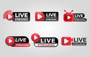 Live Streaming Labels Set vector