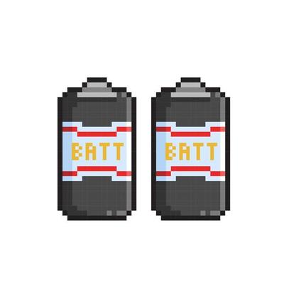 black battery in pixel art style