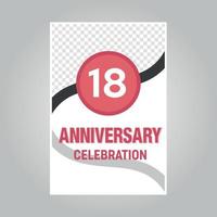 18 years anniversary vector invitation card Template of invitational for print on gray background