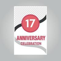 17 years anniversary vector invitation card Template of invitational for print on gray background