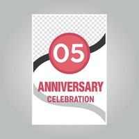 05 years anniversary vector invitation card Template of invitational for print on gray background