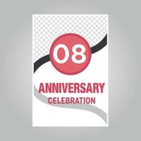 08 years anniversary vector invitation card Template of invitational for print on gray background